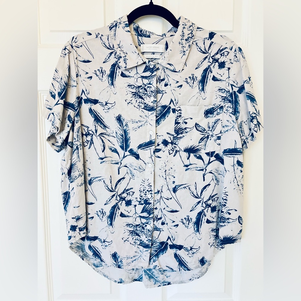 Lucky Brand - Floral Print Button Blouse - (L)
